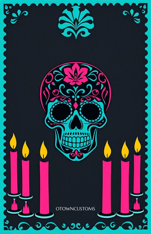 Teal Skull Candle