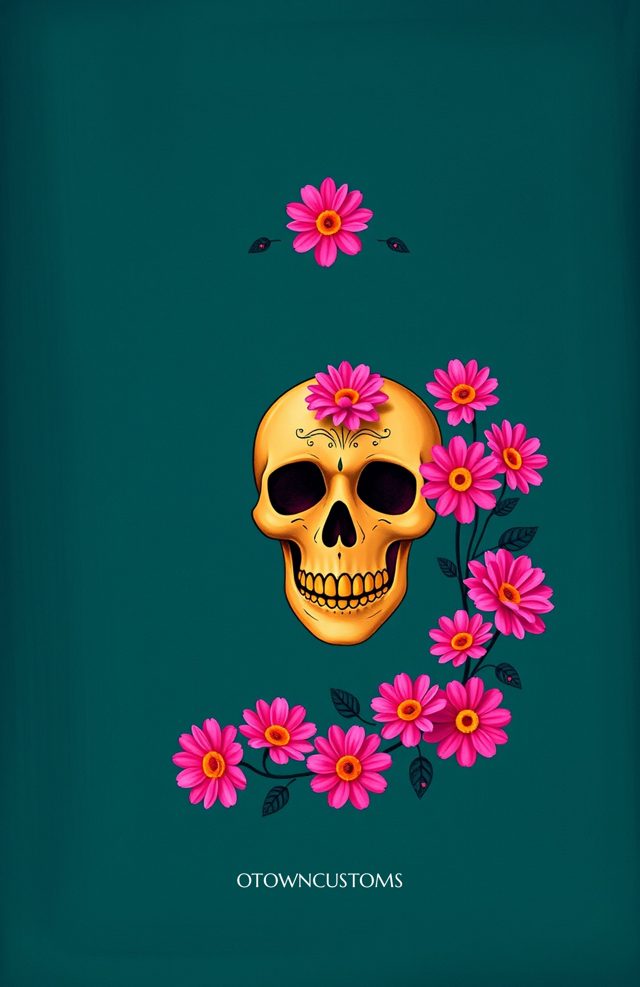 Pink Marigold Skull