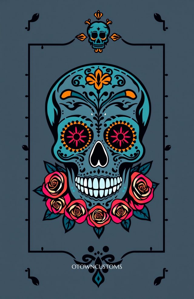 Charcoal Rose Skull