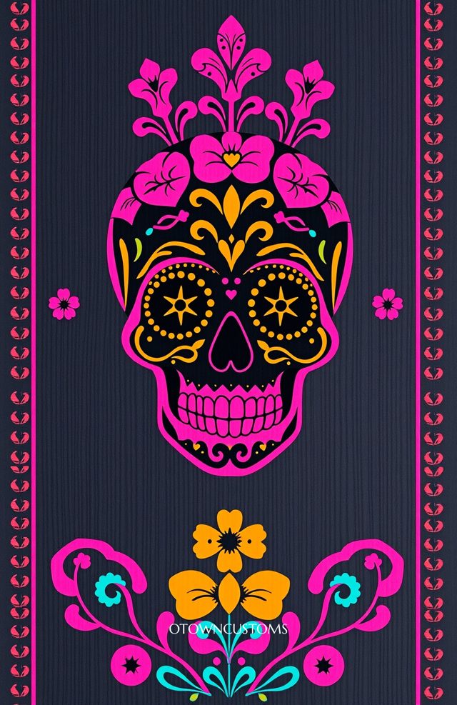Pink Papel Picado Skull