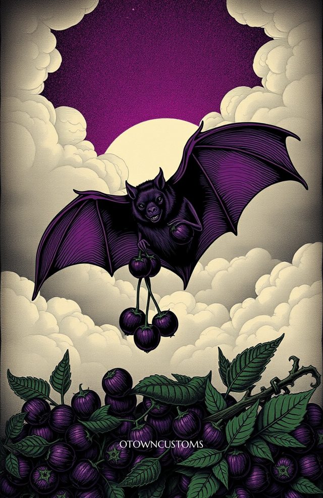 Gothic Bat with Deadly Nightshade
