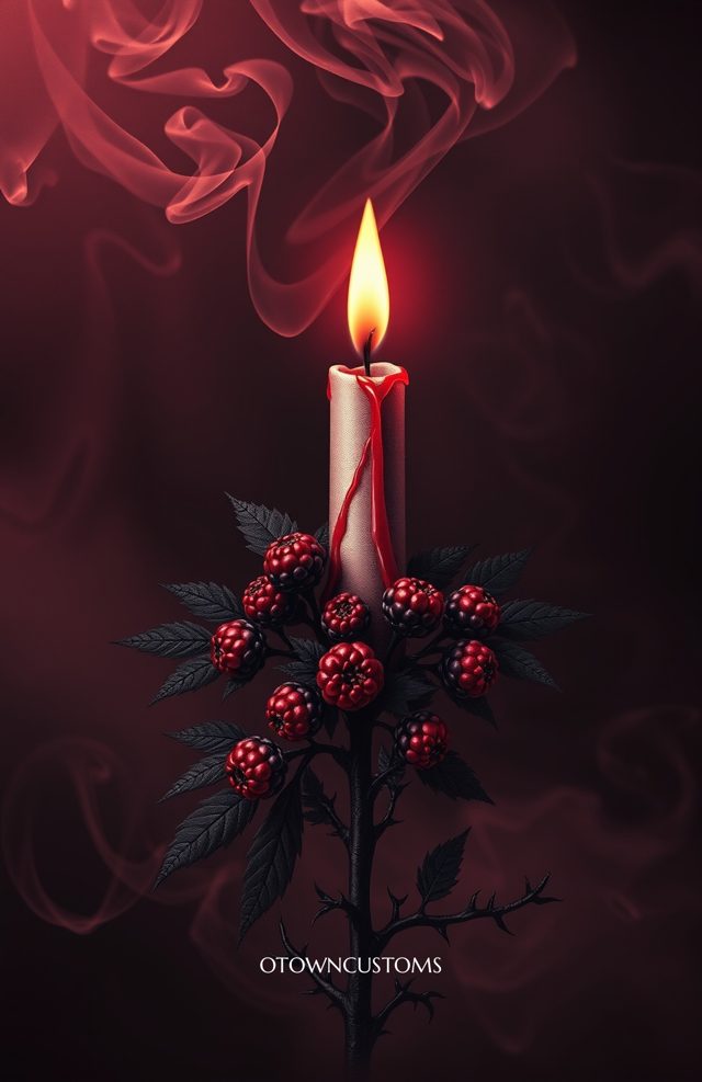 Gothic Candle with Dripping Wax Vines
