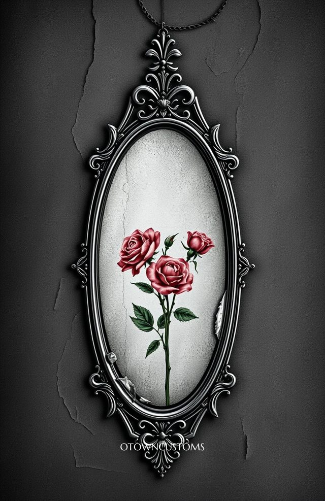 Gothic Mirror with Wilted Roses
