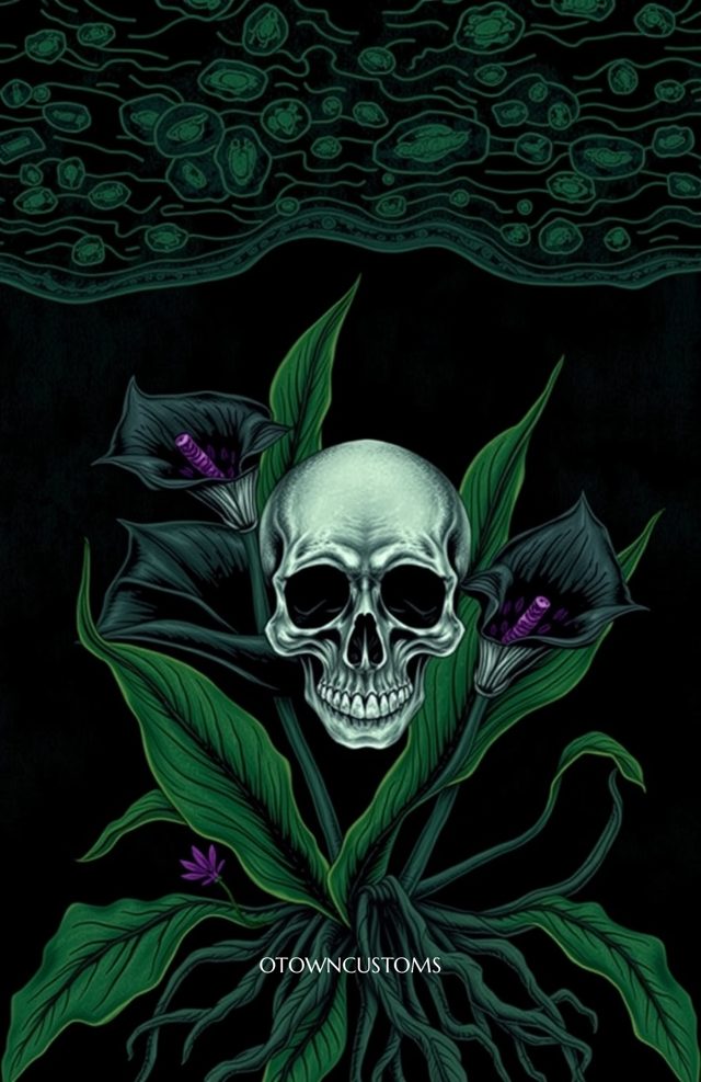 Skull with Black Calla Lilies
