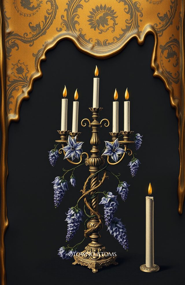 Gothic Candelabra with Dead Wisteria