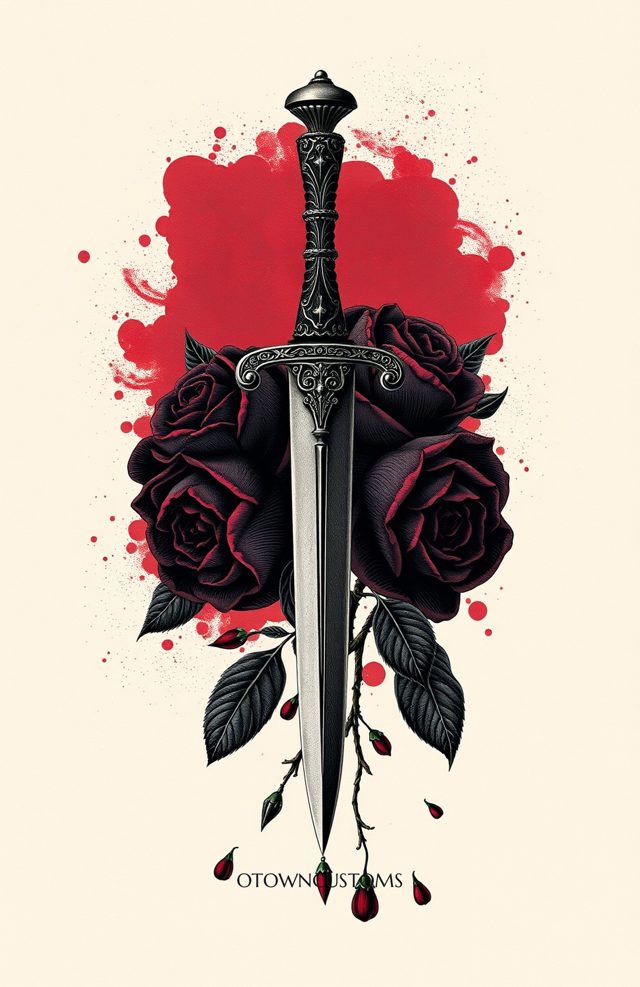 Gothic Dagger with Black Roses