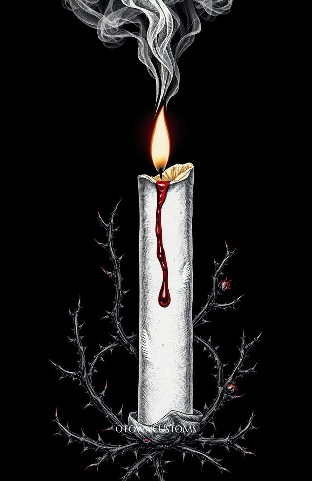 Gothic Candle with Dripping Thorn Vines