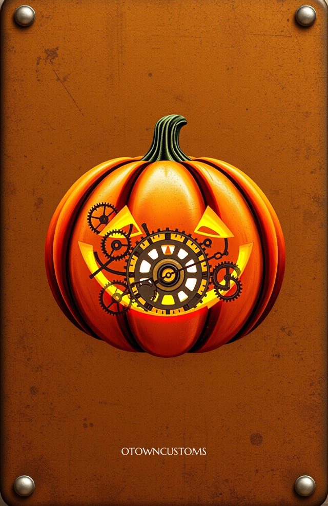 Pumpkin with Glowing Clockwork Gears
