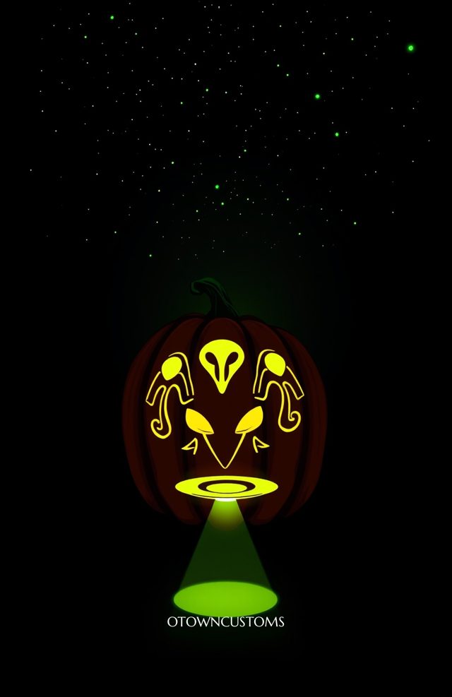 Pumpkin with Glowing Alien Symbols