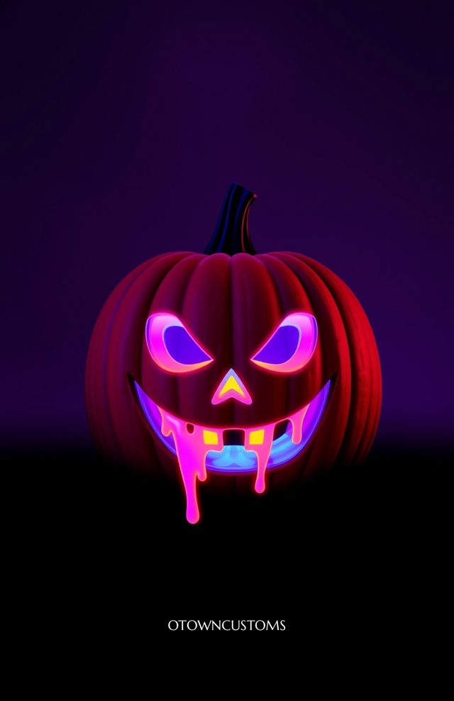 Pumpkin with Glowing Neon Drips