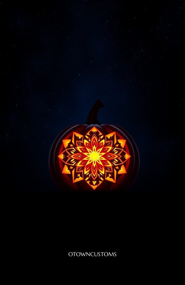 Pumpkin with Glowing Fractal Patterns