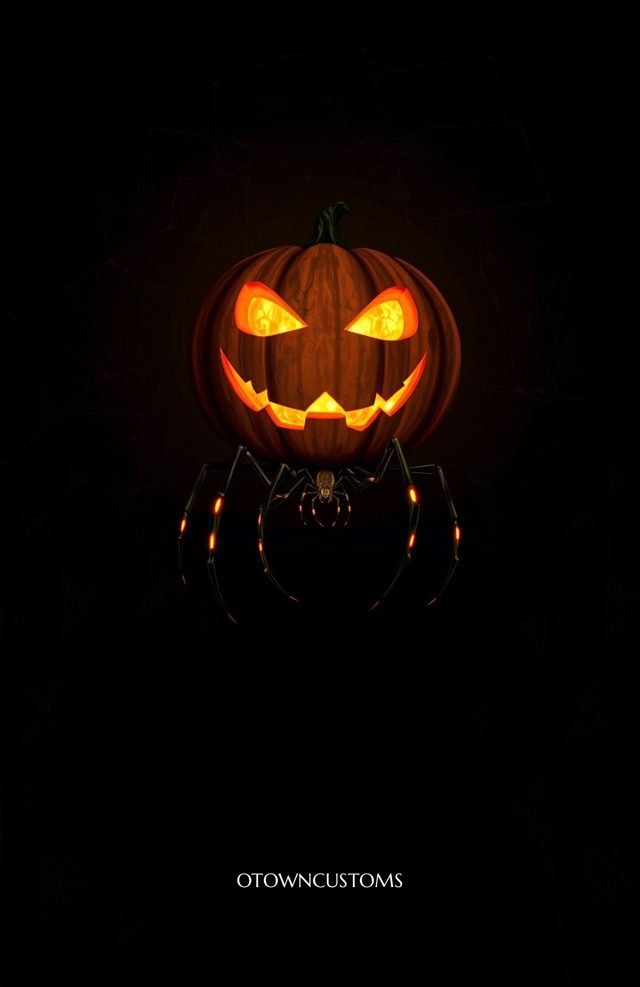 Pumpkin with Glowing Spider Legs