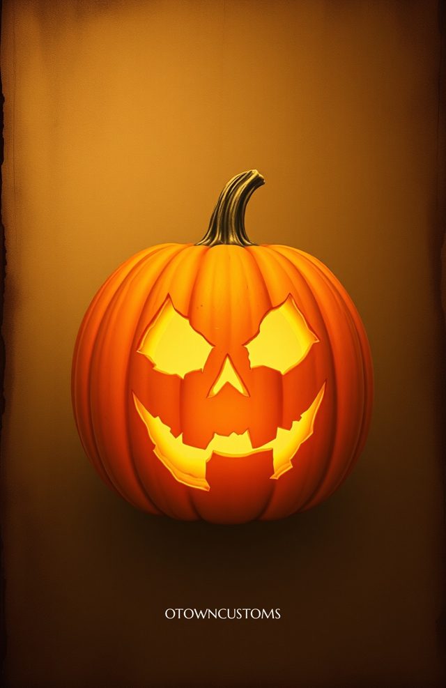 Pumpkin with Glowing Haunted Portrait