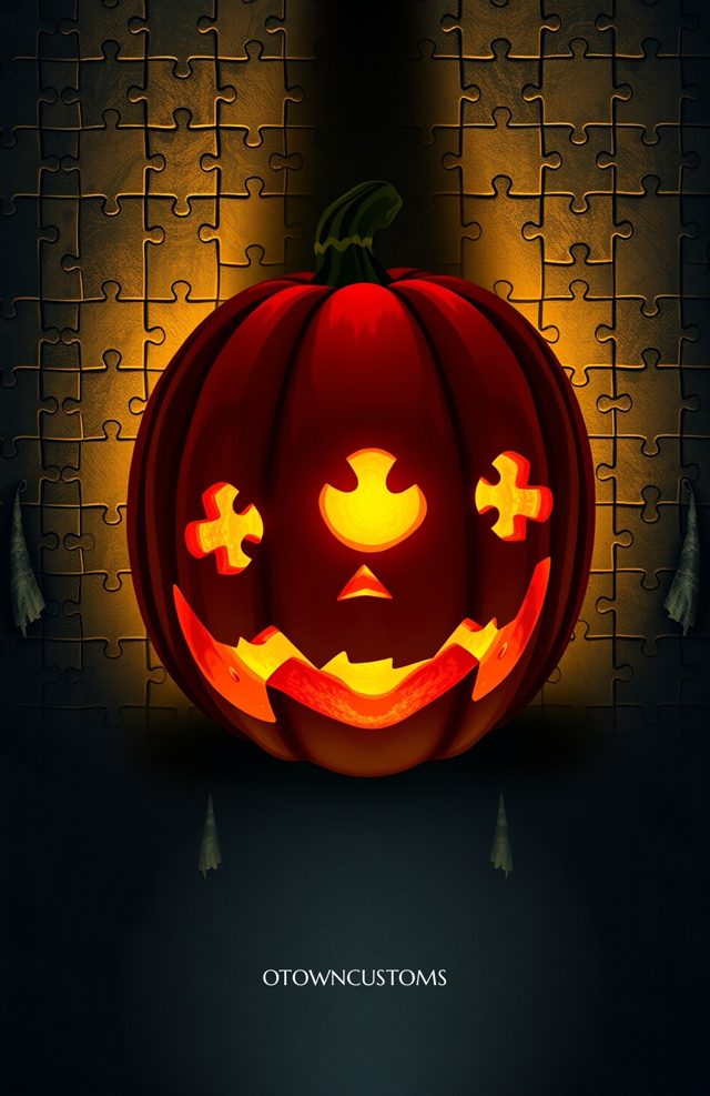 Pumpkin with Glowing Jigsaw Pieces