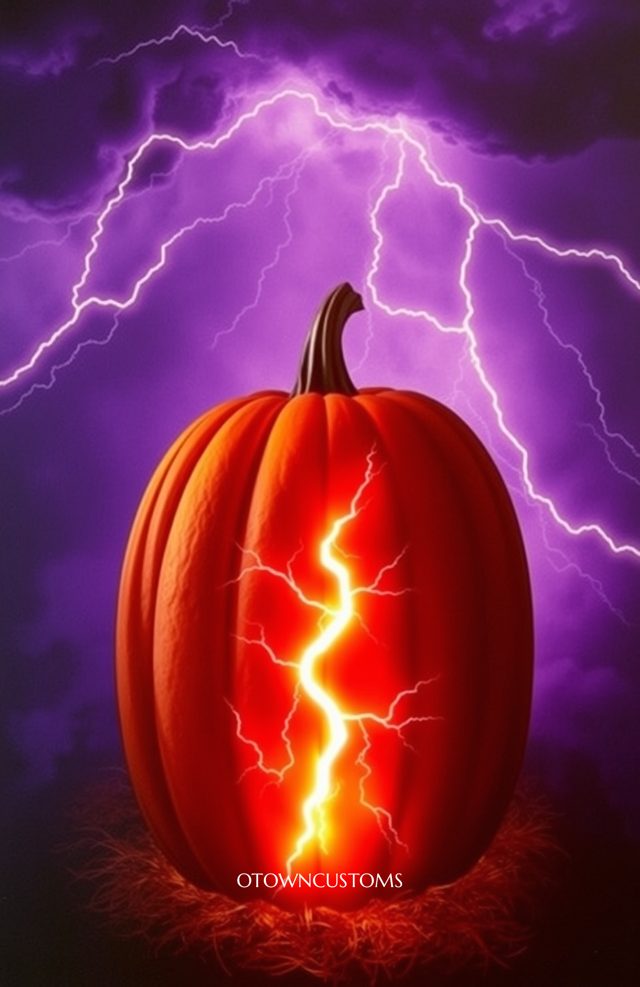 Pumpkin with Glowing Lightning Scars