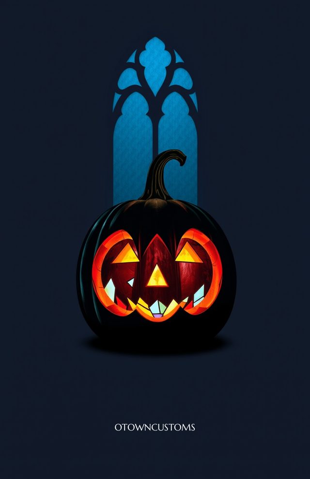 Pumpkin with Glowing Stained Glass