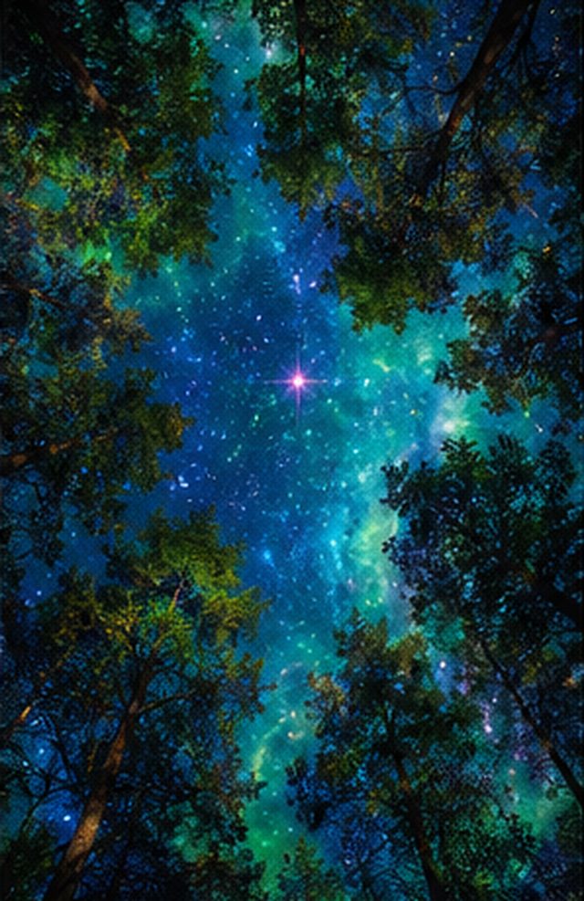 Teal Cosmic Forest