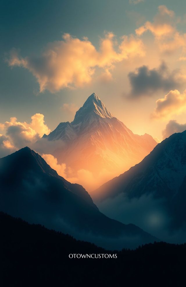 Dramatic Mountain Sunset Topographic Ridge Lines