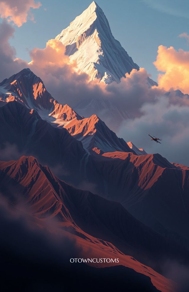 Dramatic Mountain Vista Geometric Landscape