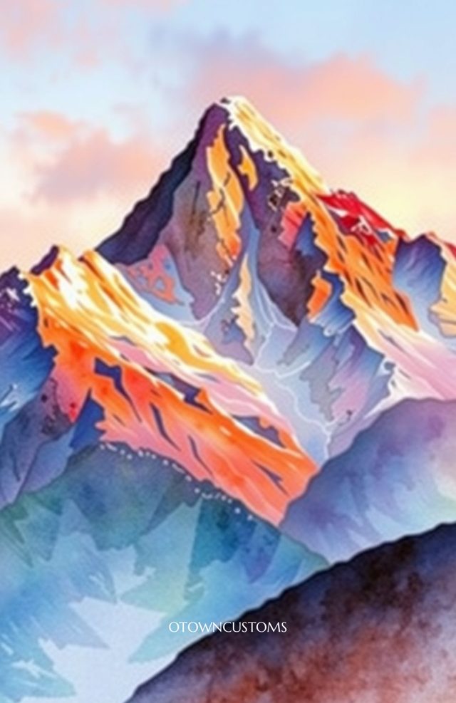 Watercolor Mountains Pastel Nature