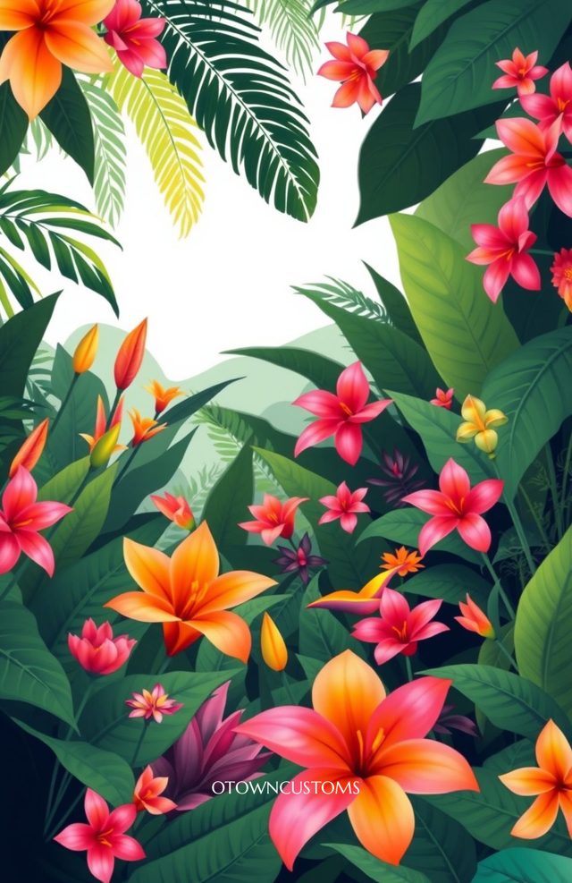 Lush Tropical Bloom Vibrant Floral Jungle