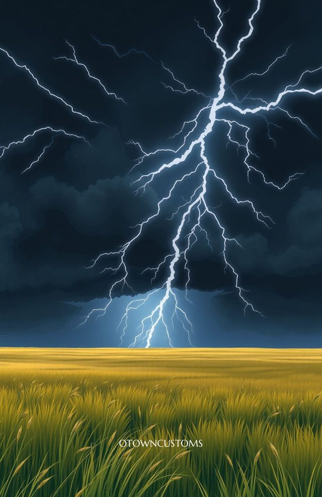 Dramatic Lightning Storm Prairie