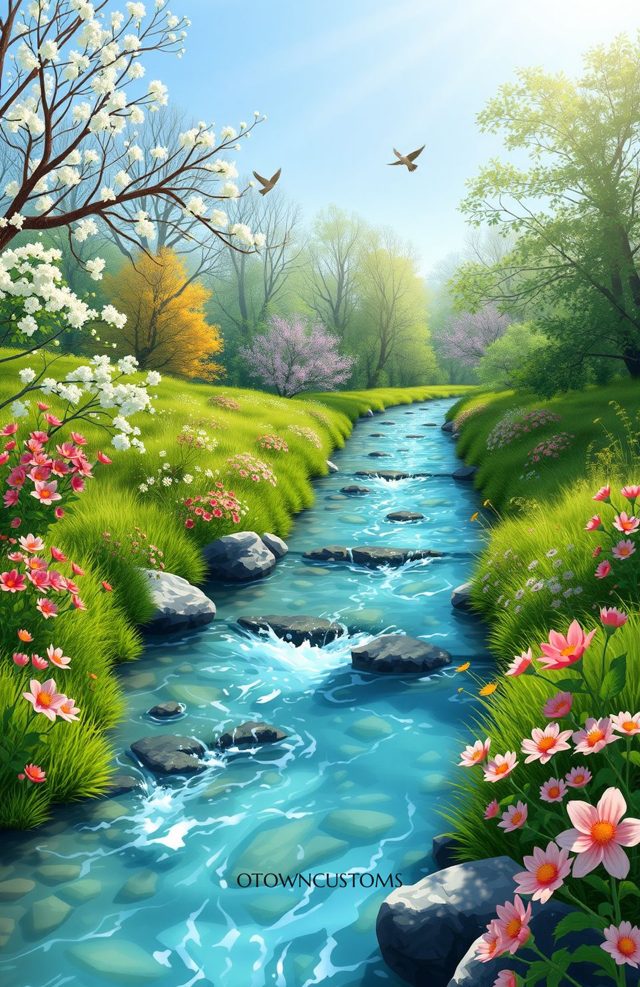 Vibrant Spring Stream Nature Flow