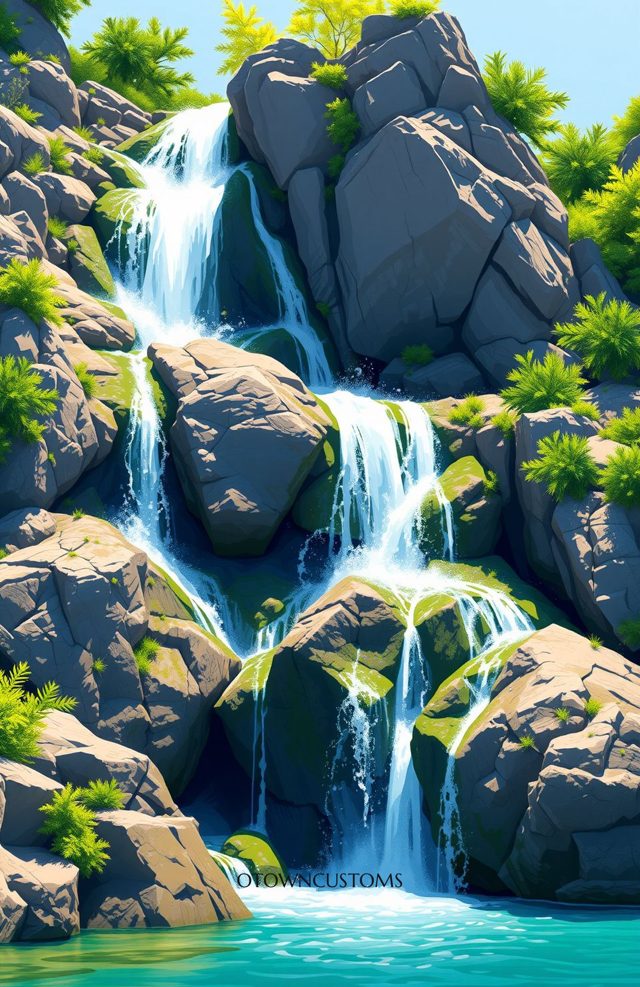 Vibrant Waterfall Mist Nature