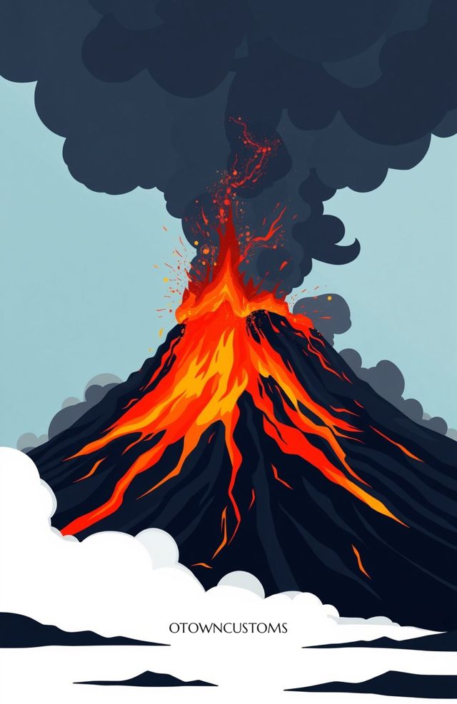 Volcanic Eruption Fiery Nature Power
