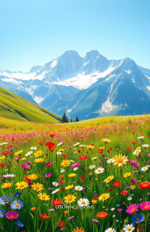 Vibrant Wildflowers Alpine Meadow Mountain Bliss