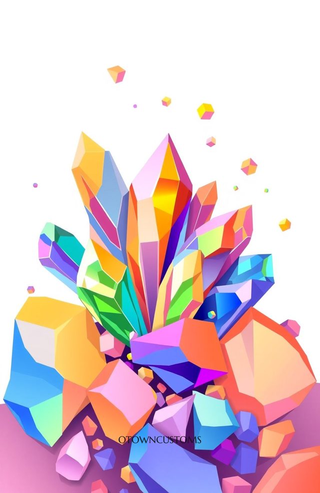Vibrant Geometric Crystals Bismuth Rainbow