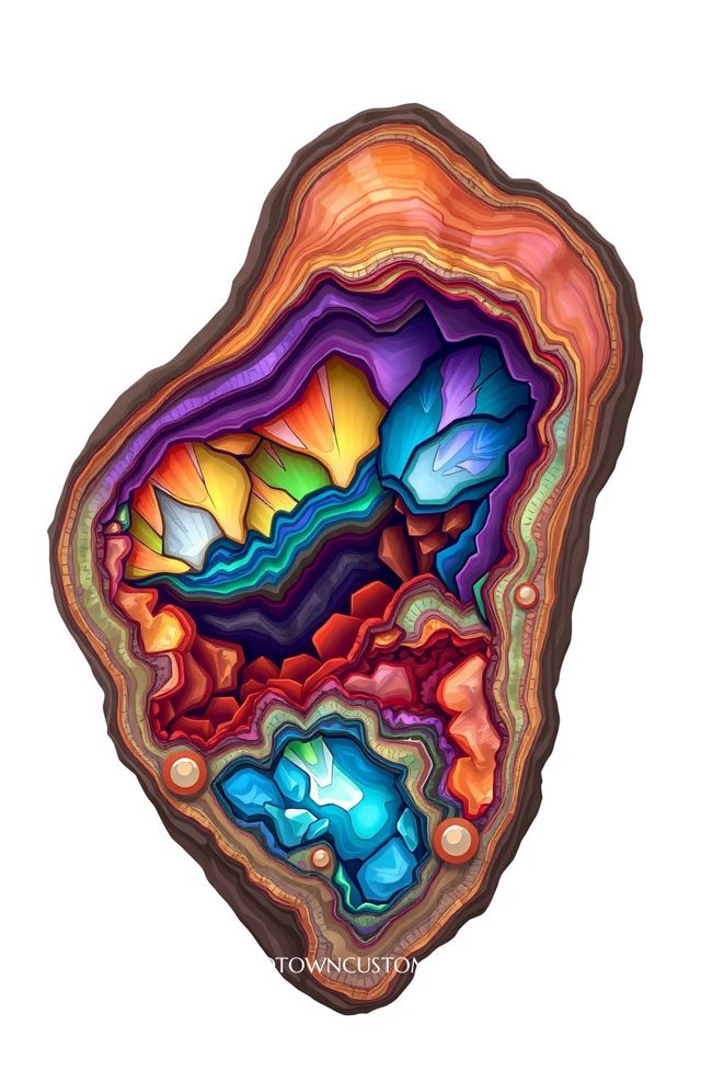 Mineral Cross-Section Psychedelic Geode