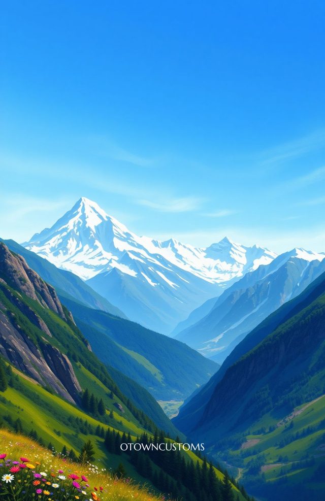 Serene Mountain Oil Painting