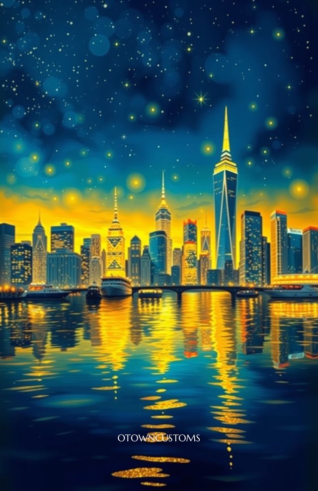 Mystical City Night Reflection