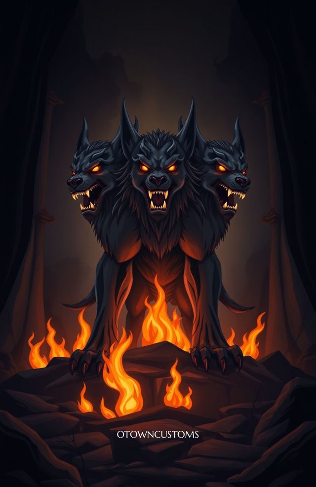 Mythological Cerberus Three-Headed Guardian
