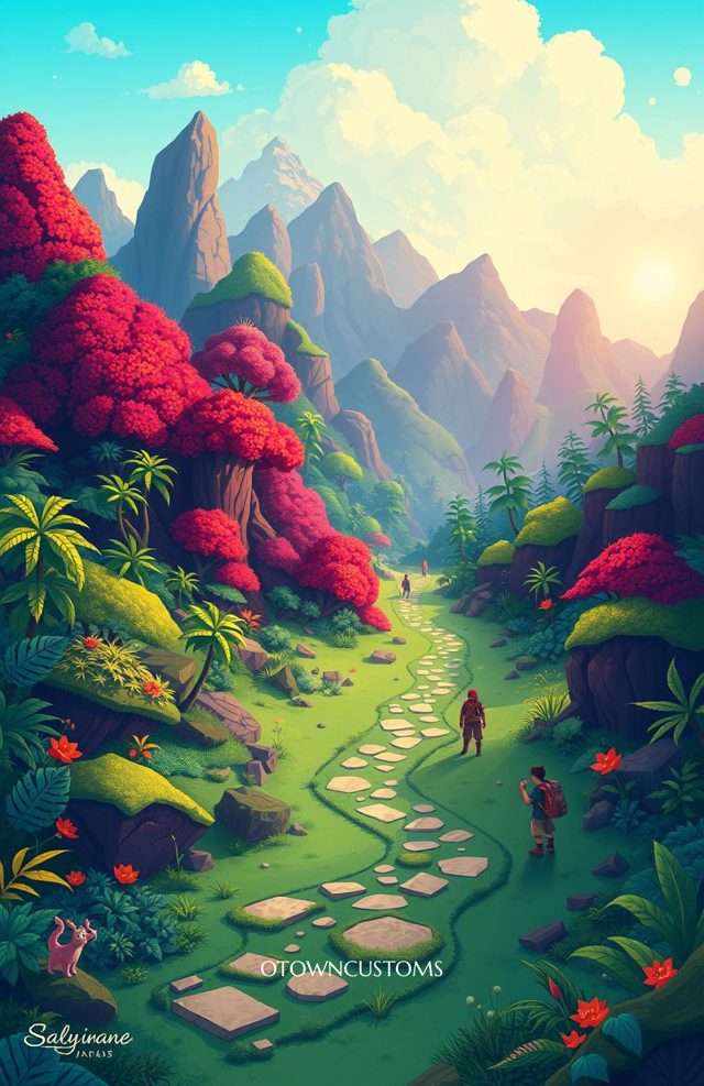 Vibrant Adventure Game Explore Landscape