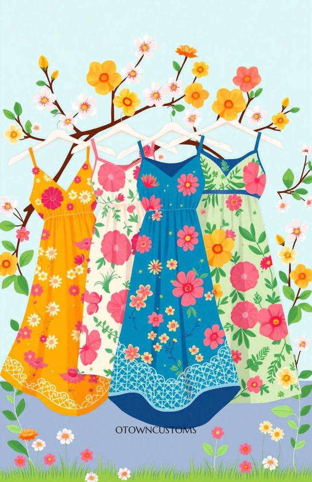 Summer Floral Sundress Folk Art