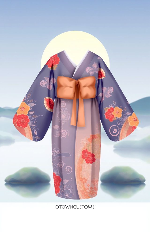 Japanese Floral Elegant Kimono Art