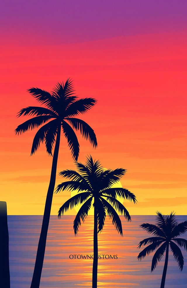 Tropical Beach Sunset Palms