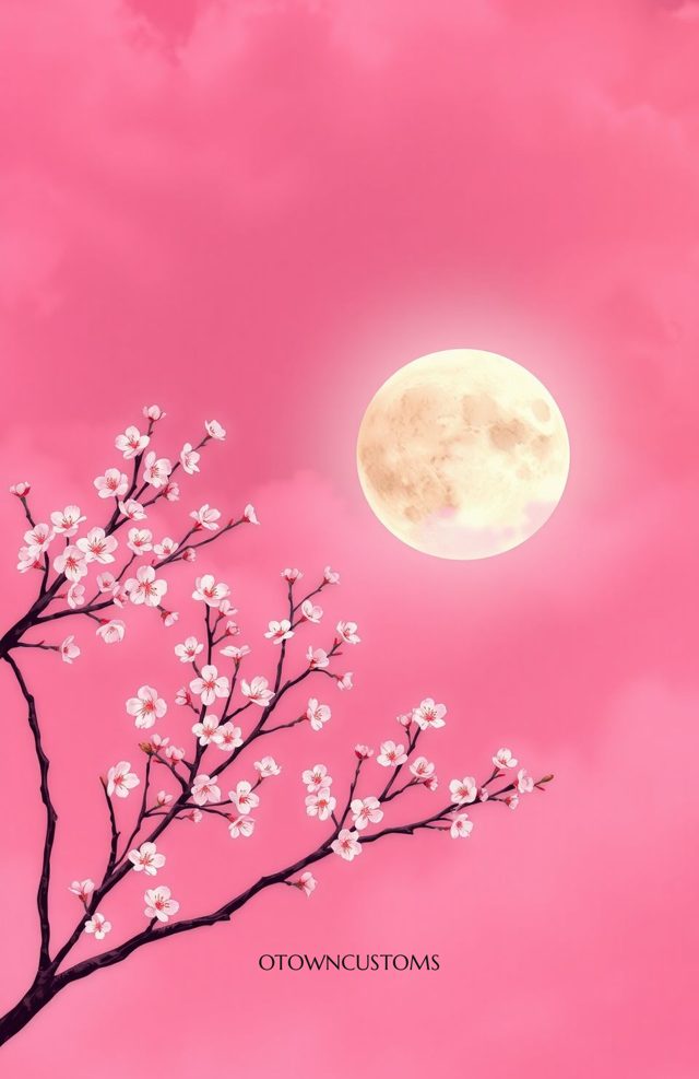 Minimalist Cherry Blossom Moon