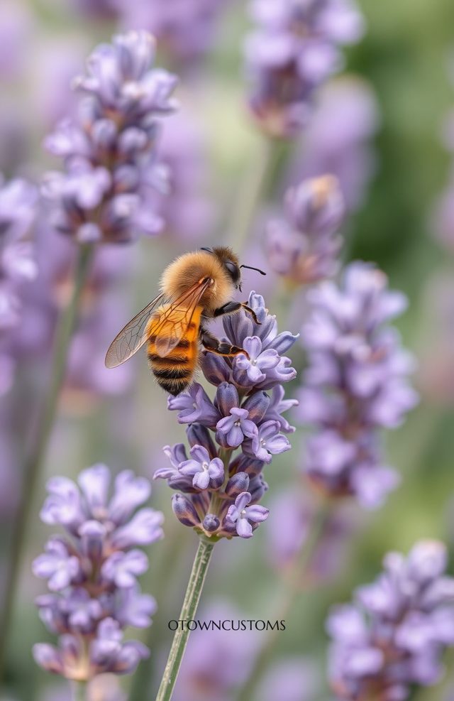 Honey Bee Lavender Field Macro