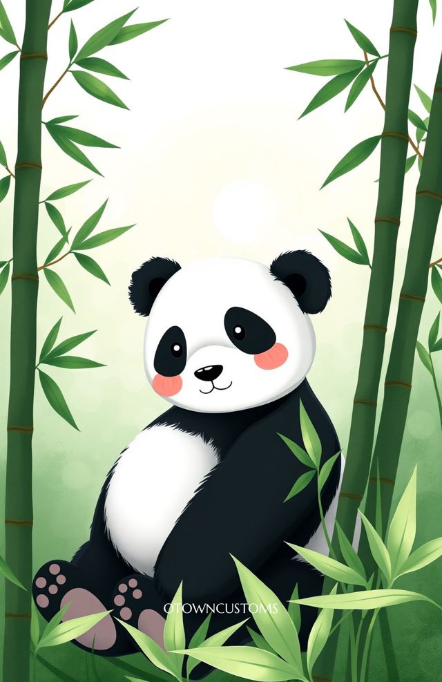 Playful Panda Cartoon Bamboo