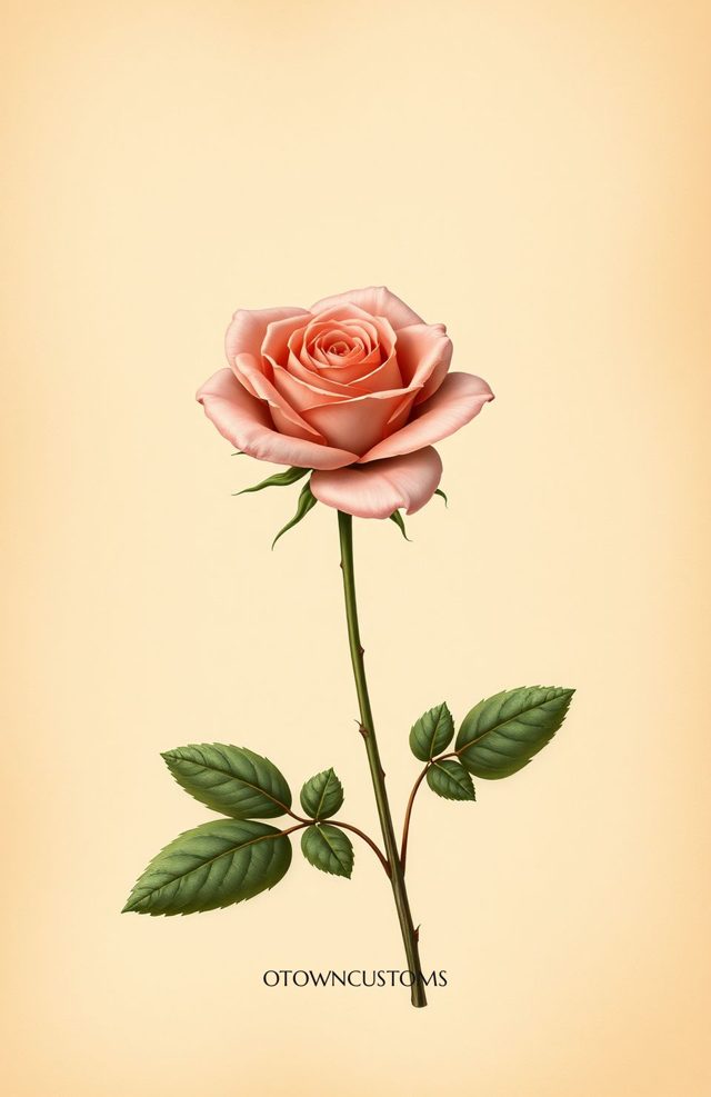 Vintage Rose Realistic Botanical