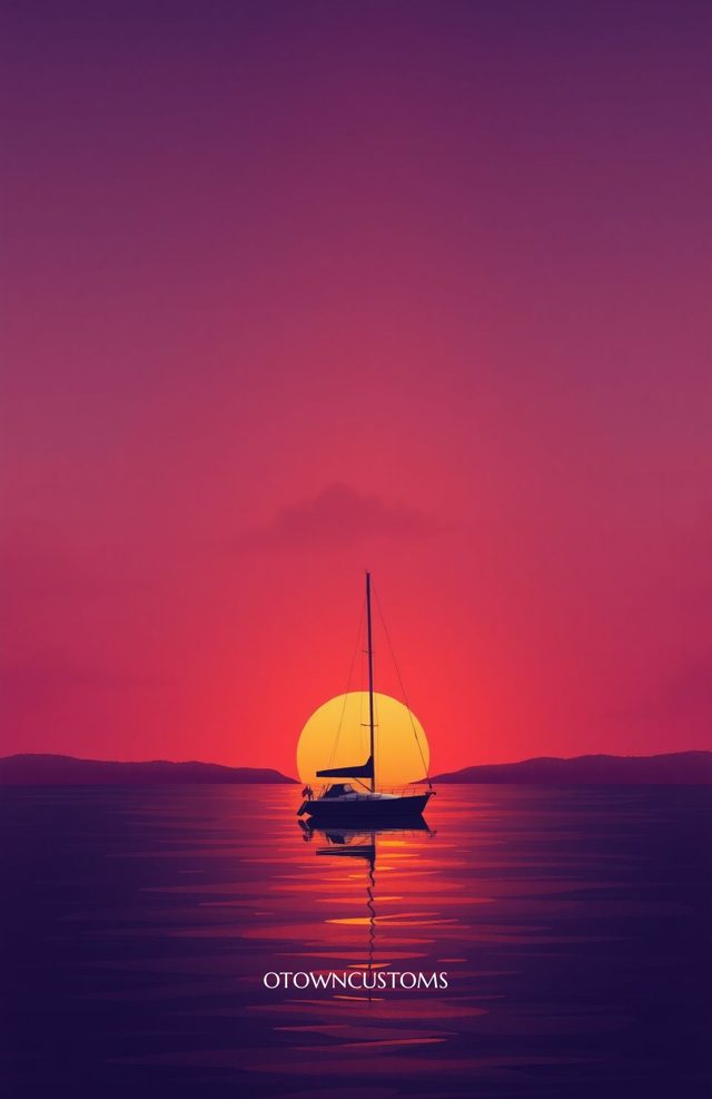 Sunset Silhouette Sailboat Minimalist