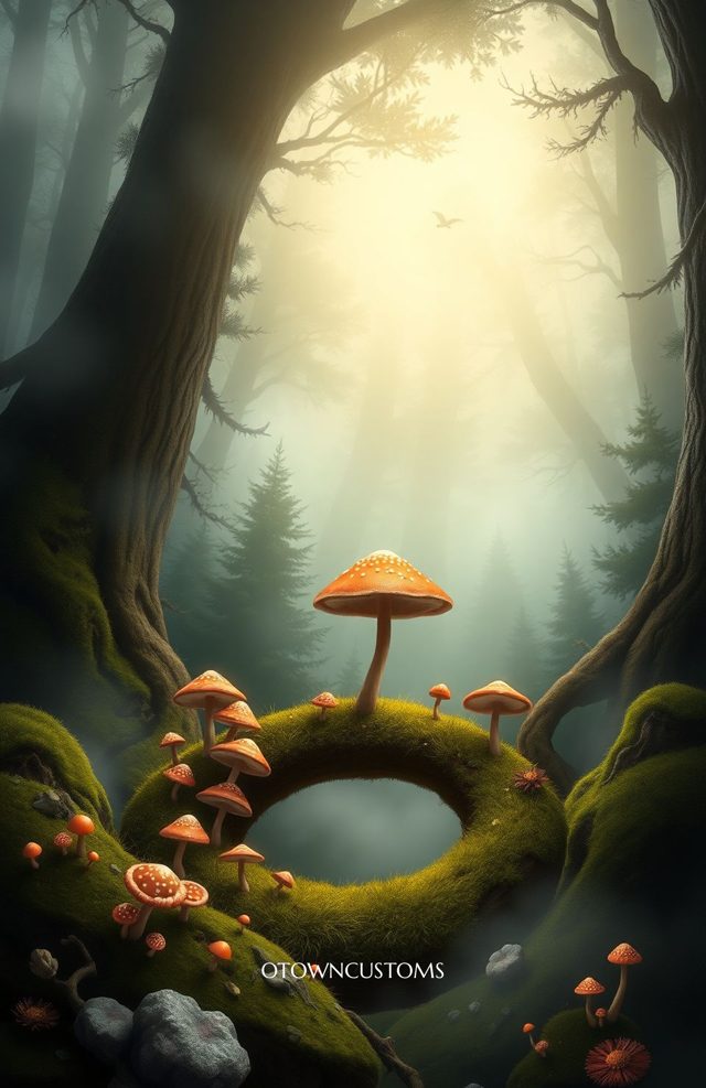 Cottagecore Misty Forest Mushrooms