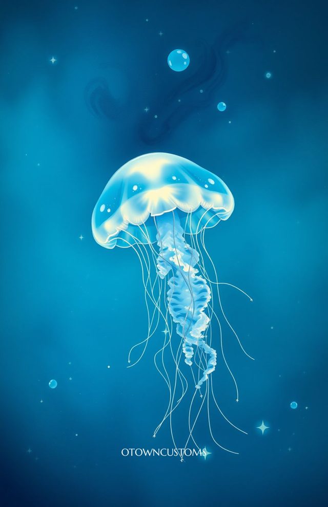 Glowing Ethereal Jellyfish Deep Sea