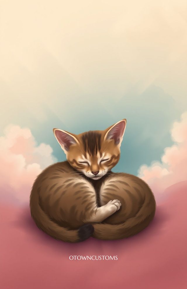 Digital Painting Cuddly Kitten Naptime