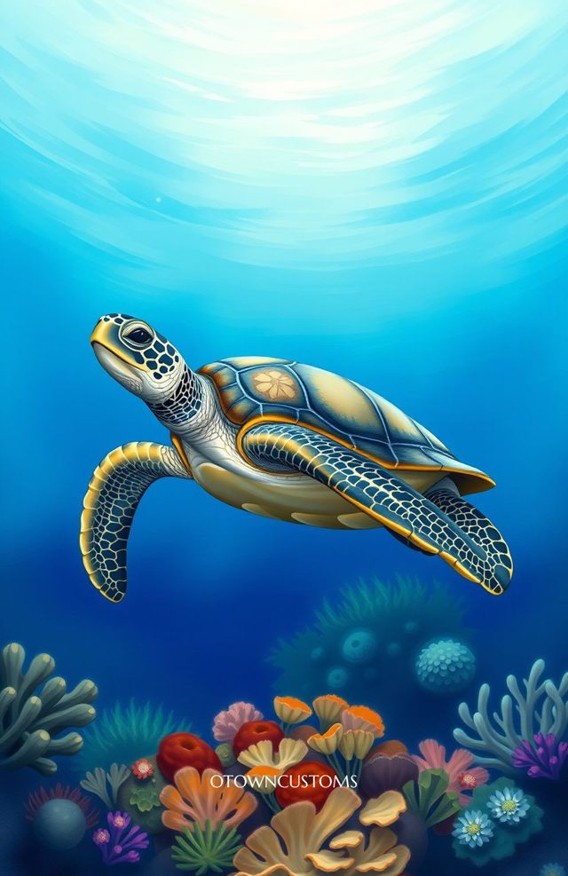 Mystical Sea Turtle Underwater Wildlife