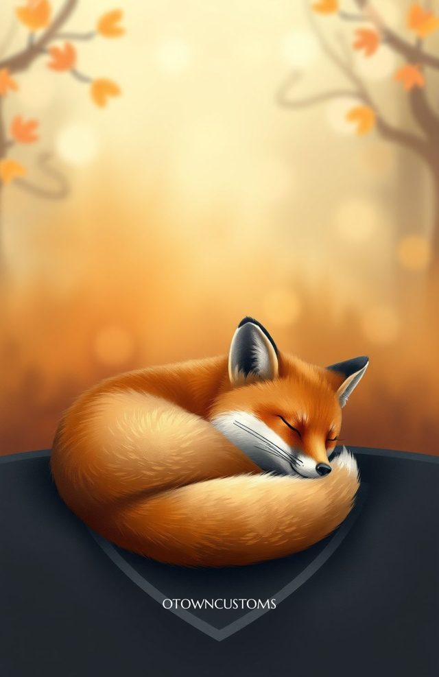 Stylized Digital Painting Cozy Autumn Fox