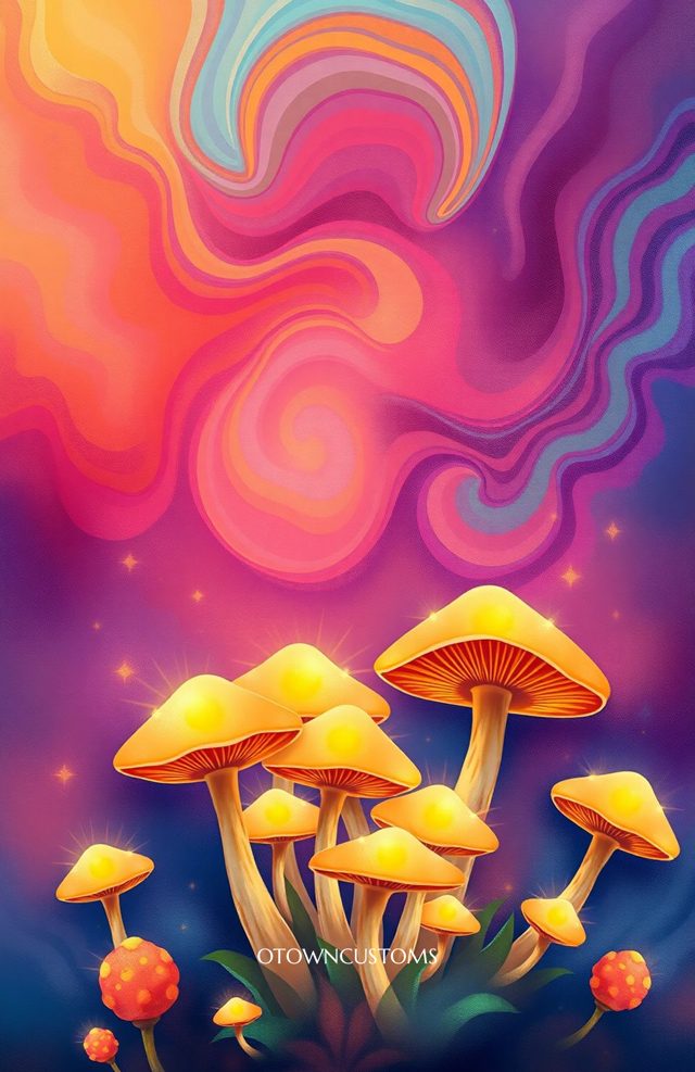 Psychedelic Mushroom Garden Trippy Art